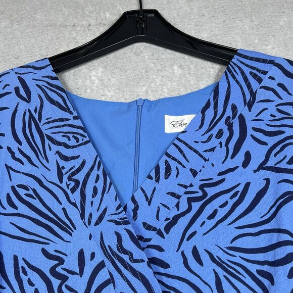 Eliza J Dress 20W Periwinkle Blue Animal Print Zebra Stripe Ruffle Sleeve Dress - Picture 2 of 13